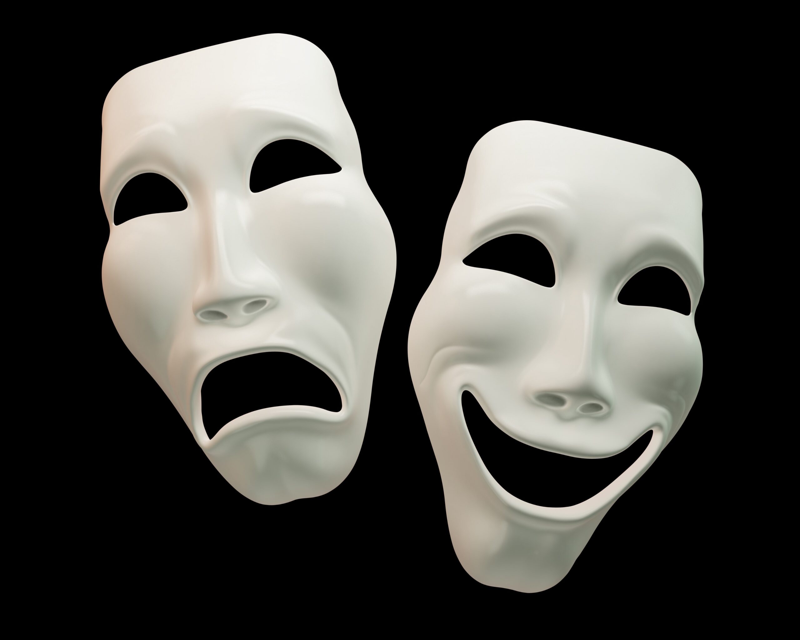 Белая театральная маска. Грустная маска. Смеющаяся маска. Интересные маски.